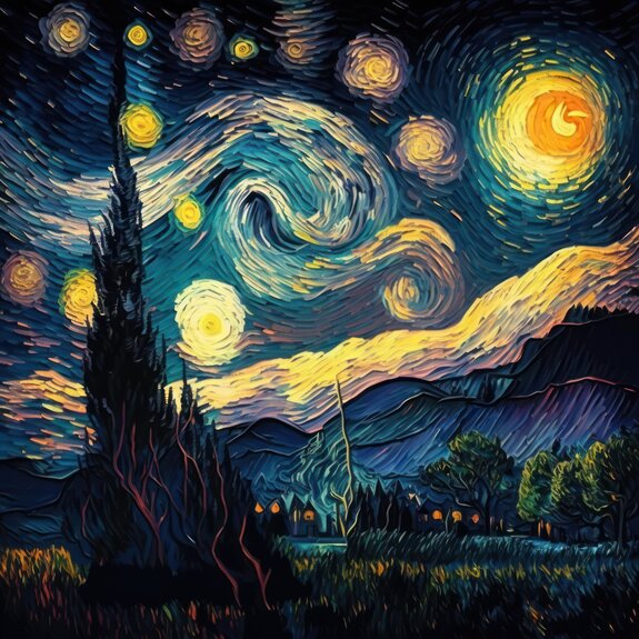 Gwieździsta noc w stylu van gogh