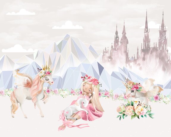 Księżniczka przy zamku z pegazami