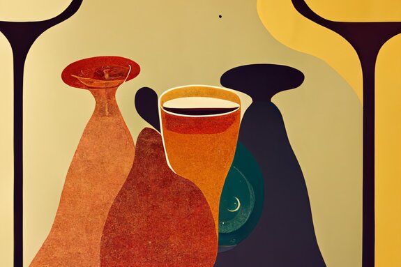 Abstrakcyjne kubki z kawą i herbatą