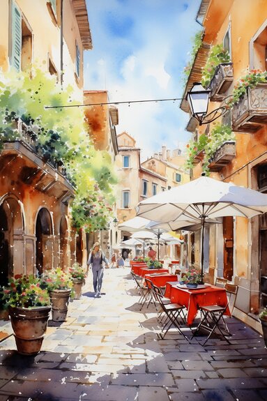 Uliczka z kawiarniami